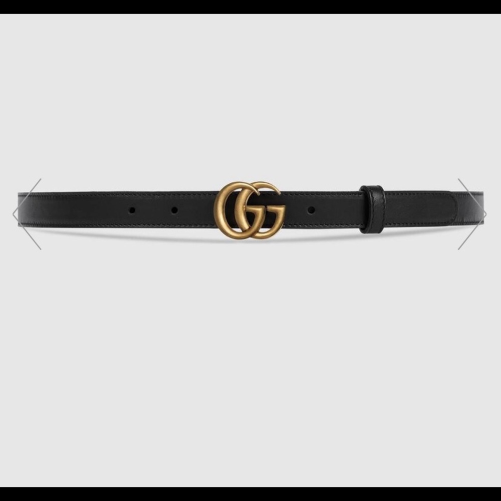 Leather belt with Double G buckle